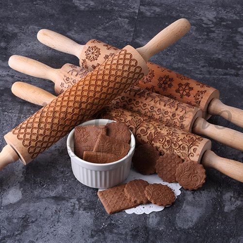 优选人气家用创意擀面杖饺子皮专用滚轴面棒商用烘焙压花榉木厂家