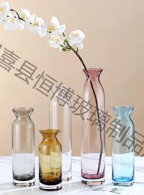 优选欧式小清新束口玻璃透明花瓶摆件 简约时尚漏斗小口插花干花