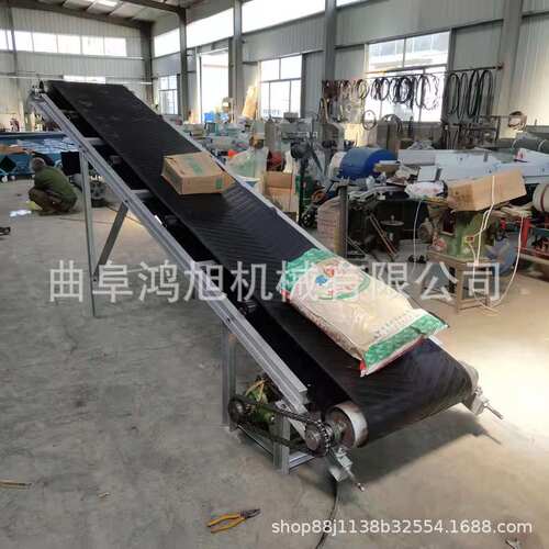 斜坡防滑定制款粉料颗粒皮带机 砖块装卸皮带输送机 动力滚筒分拣