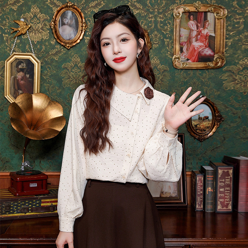 波点雪纺衬衫2025年春季女装新款高级感轻奢减龄洋派爆款长袖上衣