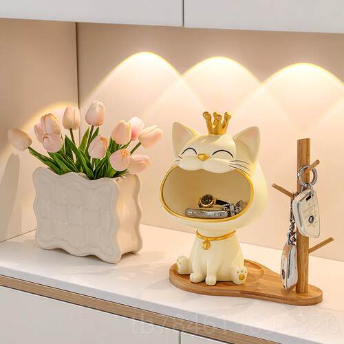 新款招财猫件摆入户玄钥匙收纳装饰品居客关厅电视家柜搬新家乔迁