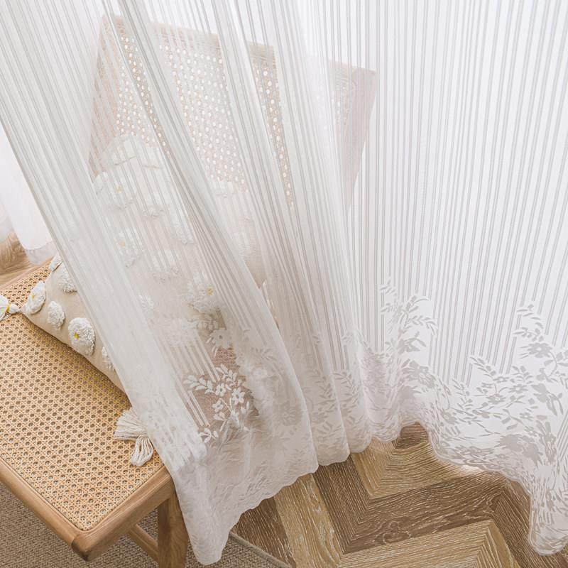 法式轻奢蕾丝窗帘纱帘百叶纱窗纱花卉条纹阳台纱隔断客厅飘窗白纱,居家布艺,定制窗帘,淘宝优惠券,粉丝福利购,淘宝优惠卷