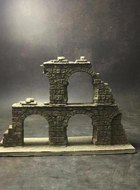 冬官手作 水泥鱼缸造景石个性摆件活石废墟残墙建筑物房子装饰品