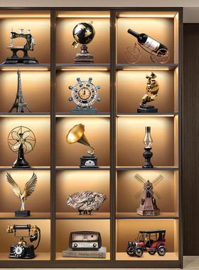 欧式复古小摆件创意家居客厅轻奢酒柜装饰品玄关办公室摆设工艺品