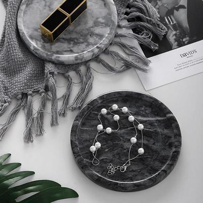 创意轻奢摆件高端大理石圆形托盘客厅酒柜小装饰香薰收纳盘