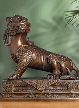 九华山镇山神兽黄铜谛听摆件地藏王坐骑客厅办公室装饰品开业礼品