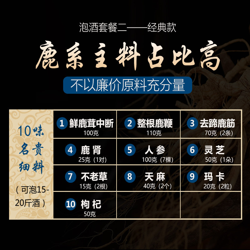 泡酒的药材男士专用泡酒料人参枸杞鹿茸十全大补高级养生草中药