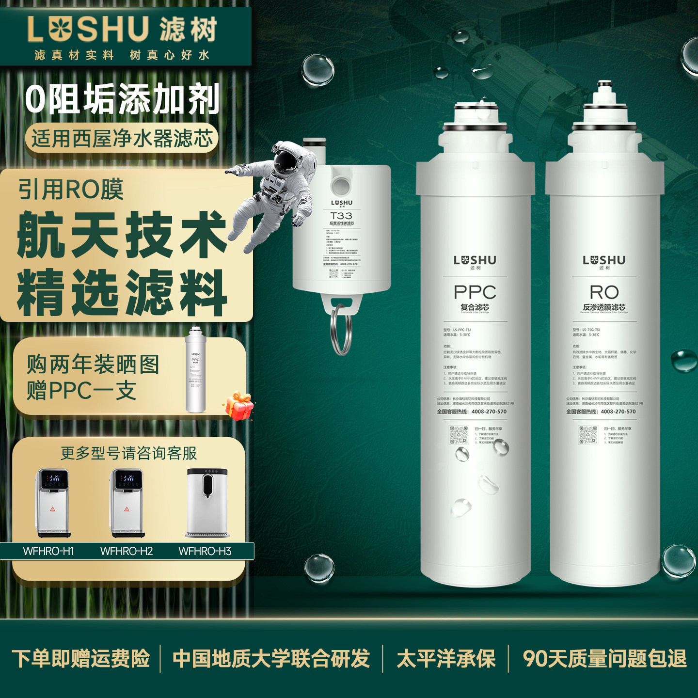 滤树适用西屋净水器滤芯WFHRO-H1/H2/H3/H4/H5/H6/H7/F3PPC复合RO