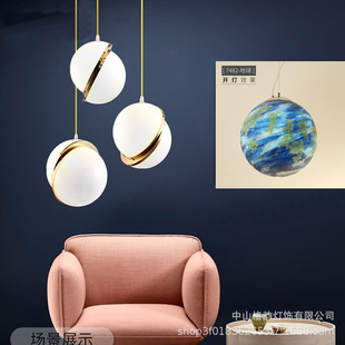 北欧创意个性 球形吊灯吧台卧室客厅餐厅白色亚克力错位球简约吊灯