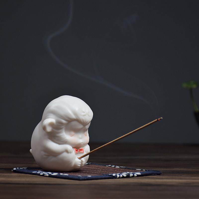 创意陶瓷小香炉家用檀香悟空香薰室内香座香托招财线香插丑萌摆件,家居饰品,香托/香盘/香座/香插,淘宝优惠券,粉丝福利购,淘宝优惠卷