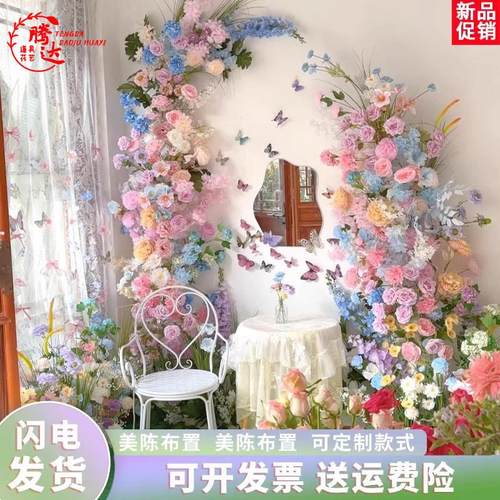 莫奈花园仿真花造景装饰网红瀑布花墙场景花海橱窗道具假花瀑布花