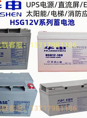 华申蓄电池HSG12-38免维护胶体电瓶12V100AH24A65A17AH直流屏UPS