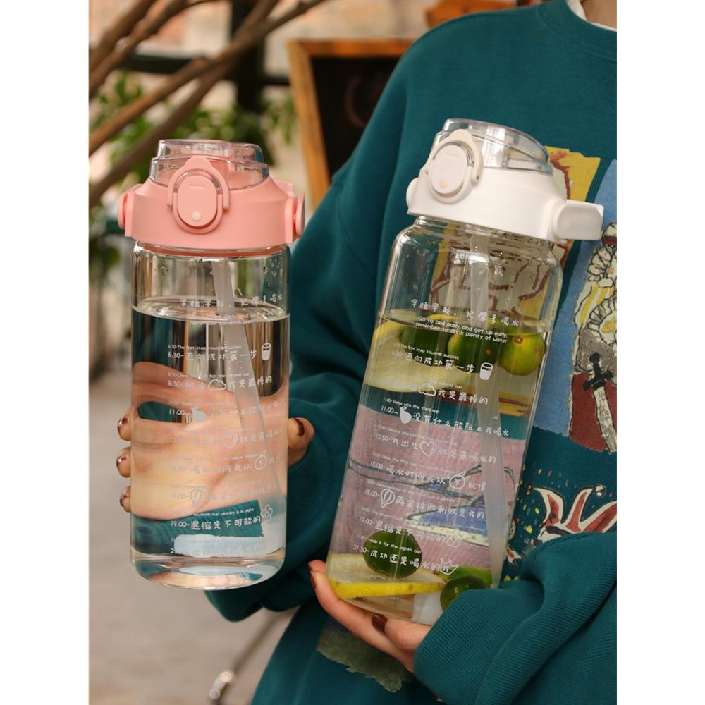 大容量玻璃杯1000ml女生网红男1500毫升水杯夏季带吸管耐高温杯子