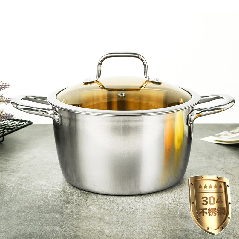 304不a锈钢单柄锅辅食奶锅汤锅双耳锅特厚电磁炉通用小火锅泡面锅