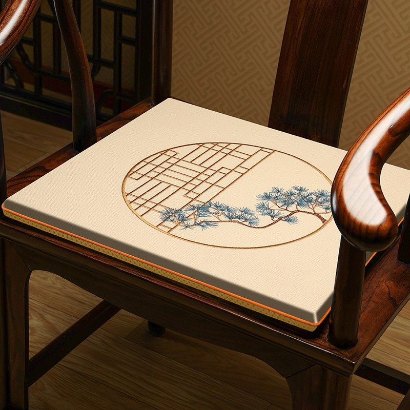 中式亚麻坐垫古典家具实木椅垫红木沙发垫K子订做太师椅茶椅圈椅