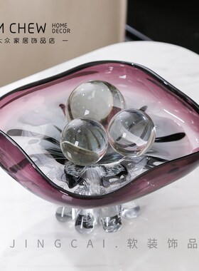 简约现代绿色果盘客n厅餐桌水果摆件样板间售楼处玄关家用茶几软