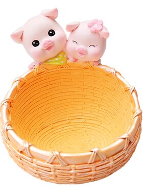 圣斐罗可爱小猪钥匙收纳摆件入户玄E关装饰品家居客厅创意轻奢门