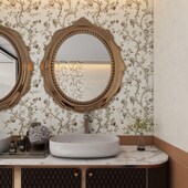 O不规则壁炉玄关装 法式 复古梳妆镜轻奢壁挂LED智能化妆镜欧式 饰镜