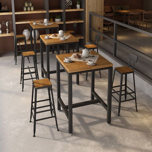 工业风实木商用小k方桌家用阳台吧台桌椅奶茶店咖啡厅酒吧高桌121