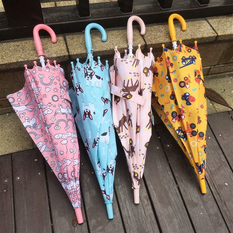 儿童雨伞男女孩卡通雨伞小学生遮阳长柄气M球图案创意公主伞幼儿