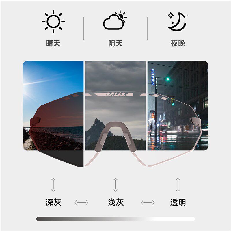 ENLEE骑行眼镜全面q彩膜变色眼镜太阳马拉松速滑运动户外骑行眼镜