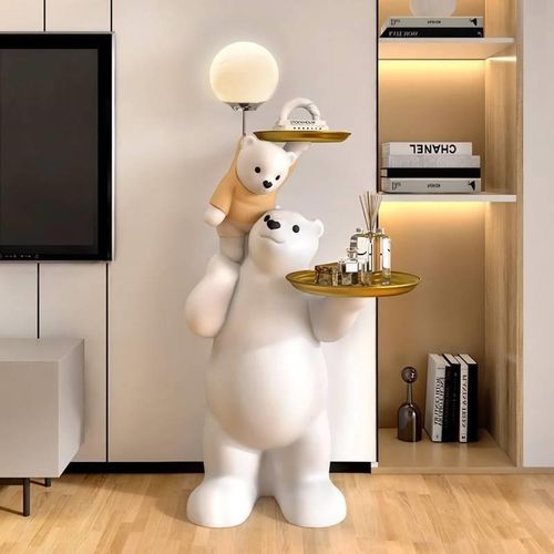 新款大型落地灯托盘n摆件暴力熊客厅电视柜沙发边几家居装饰品乔