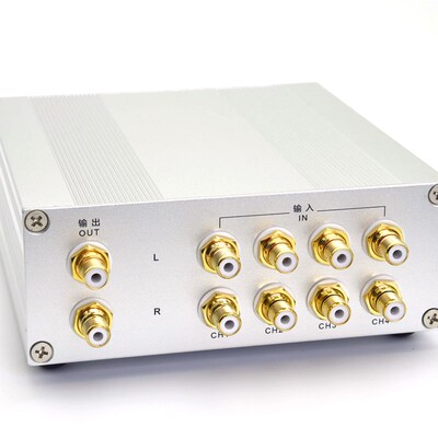 4进1出无损音频切换器音源信号选C择分配RCA镀金莲花端子四进一出
