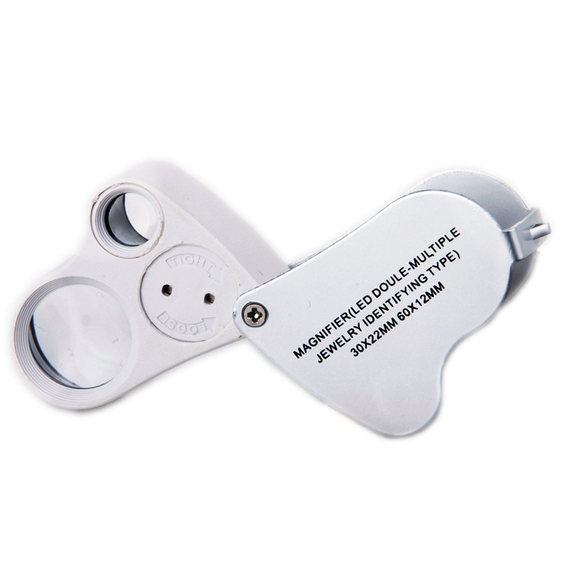 放大镜带灯30-60倍超清珠宝鉴别专用玉石鉴定 送13个W电池l