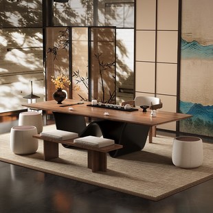 现代简约实木茶桌椅组n合新中式茶台办公室泡茶桌2025新款高端客