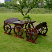 碳化防腐实木桌椅套件户外庭院休闲花园阳K台露天组合复古茶餐桌