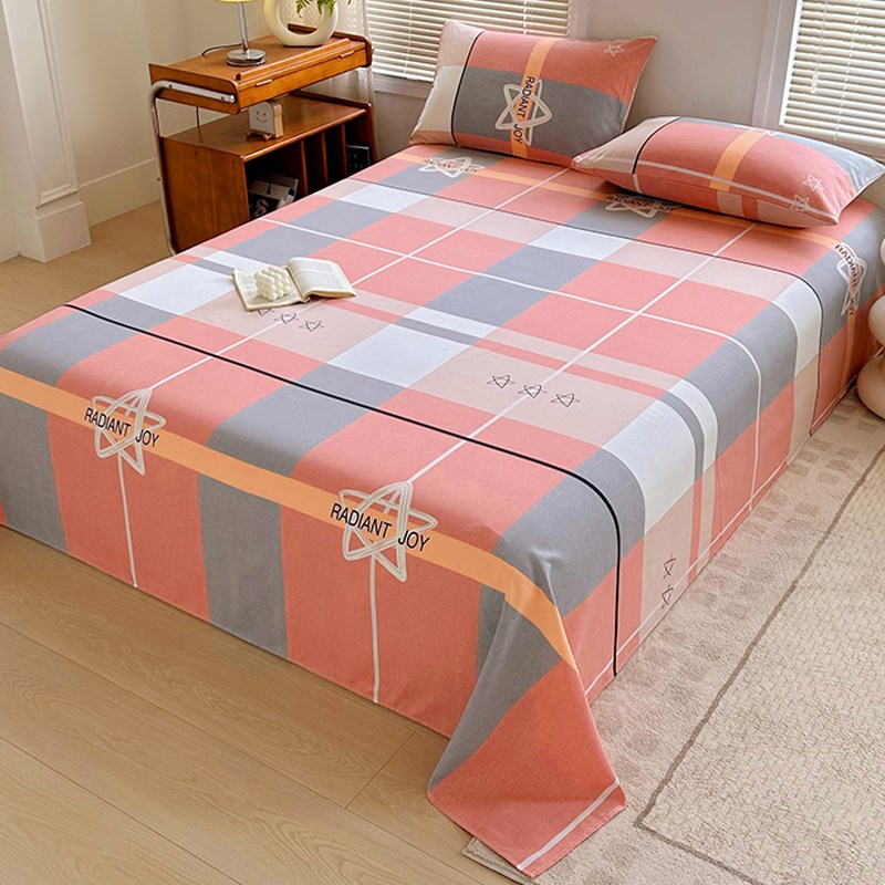 水洗棉床单件学生宿舍单人双人家用被单枕套三件套加厚磨毛炕单