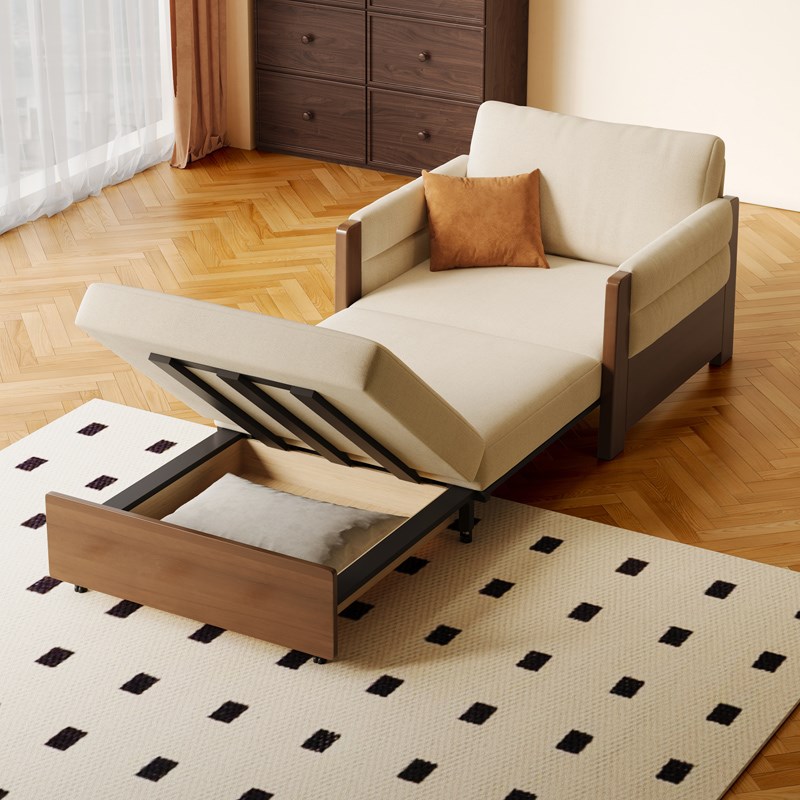 实木沙发床折叠床单人双人t2024新款小户型客厅阳台两用沙发伸缩