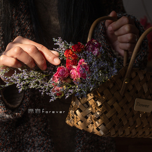 天然满天星干花装饰桌q面橱窗摆设野餐花篮花束结婚拍摄摆件小雏