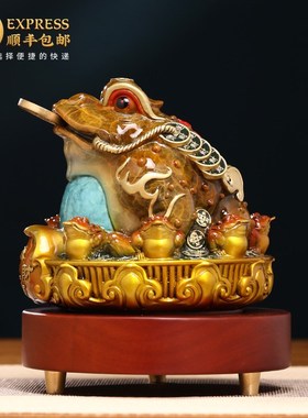 八方来财铜金蟾摆件招p财客厅玄关办公室蟾蜍装饰店铺开业乔迁礼