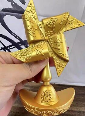 招财进宝元宝风车转转金属工艺品桌面创意风生水起招财立体摆件
