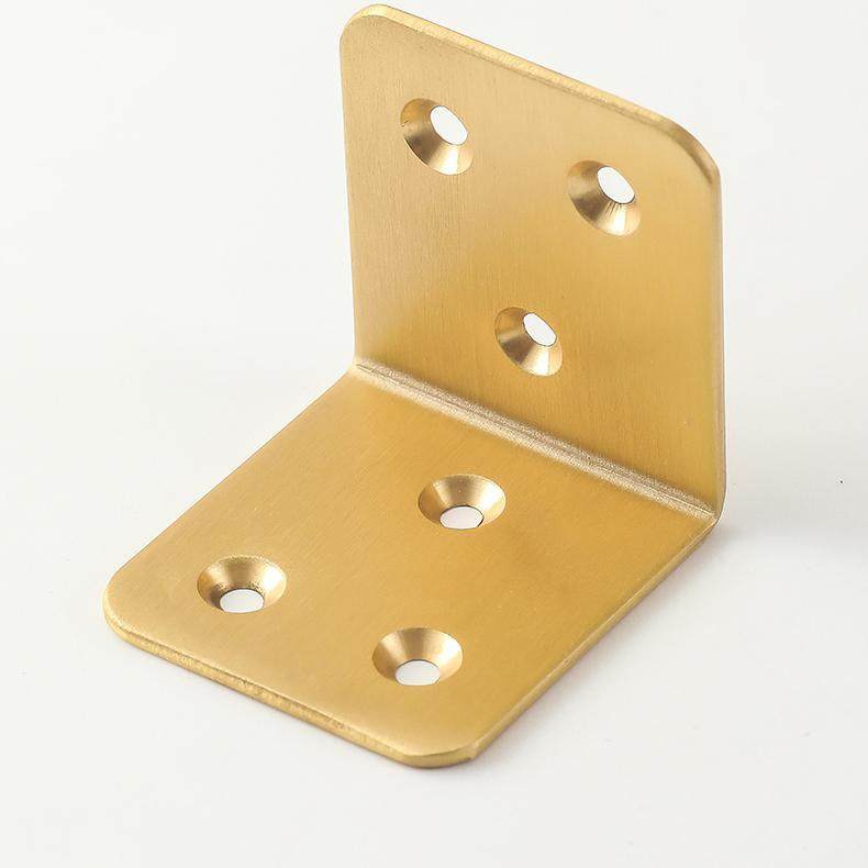 90度直角古黄铜角码l型层板托t连接件加厚不锈钢固定五金家俱配件