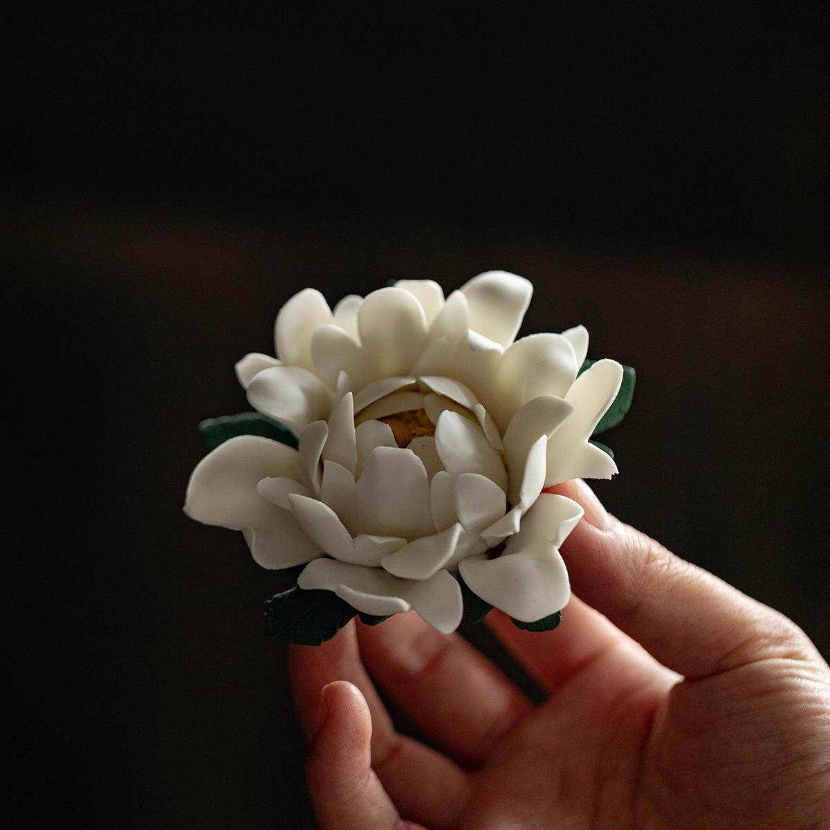 梵汝禅意陶瓷线香座陶瓷茶宠摆件家用莲花香托香盘手工牡丹香薰炉