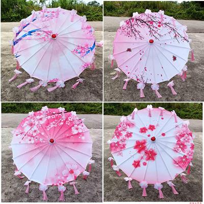 大中小儿童学生古风汉服伞少儿舞蹈表演花瓣公主伞遮阳印花绸布伞