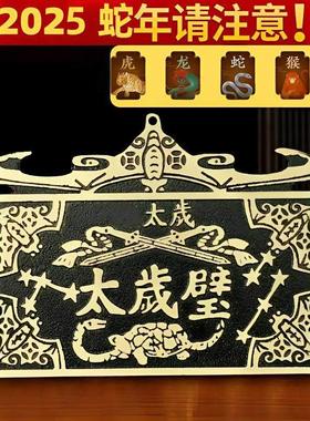 纯铜太岁壁币挂件本命年太岁五福临门十二生肖双剑八卦镜九星钱