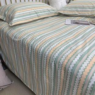 夏季粗布条纹床单全棉小帆布被罩炕单双人1.5m1.8单人1.2米四件套