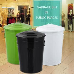 户外大号圆形分类垃圾桶可回收带轮收纳桶烤漆有盖铁桶小区果皮箱