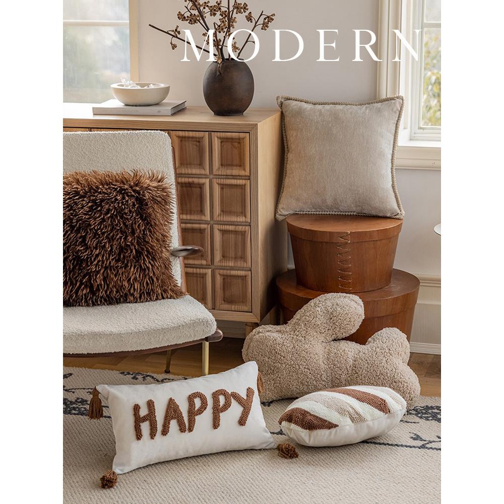 美拉德棕色北欧抱枕民宿客厅沙发靠垫套儿童房可爱靠背床头腰枕