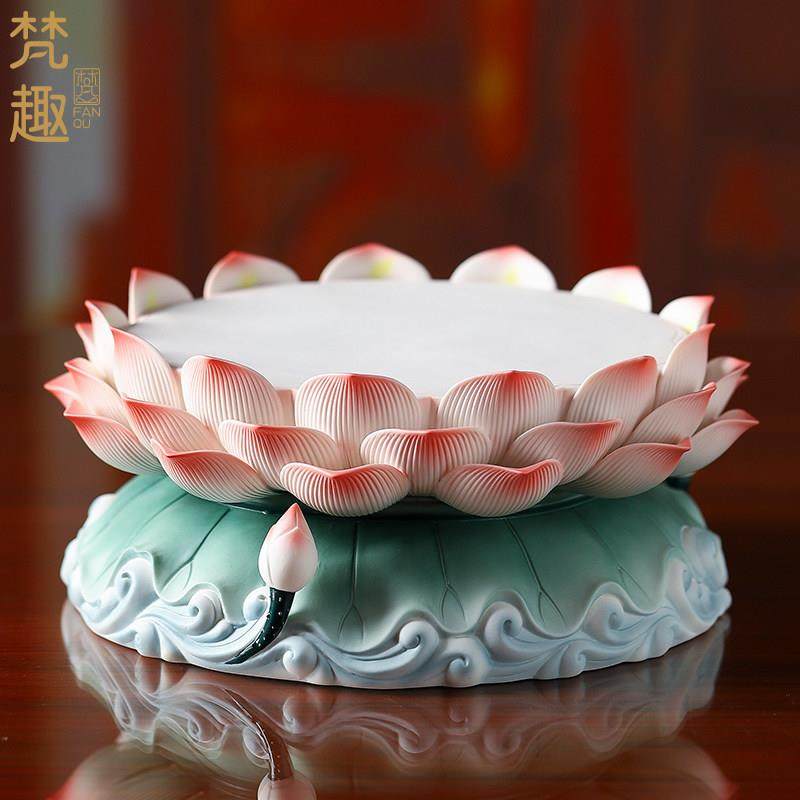 梵趣陶瓷水莲莲花底座佛像增高底座观音菩萨佛像加高供佛坐佛座,家居饰品,桌面摆件,淘宝优惠券,粉丝福利购,淘宝优惠卷