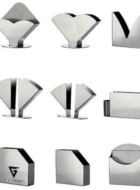 不锈钢纸巾座欧厨餐厅立式纸巾夹酒店咖啡厅金属餐巾座收纳纸巾架