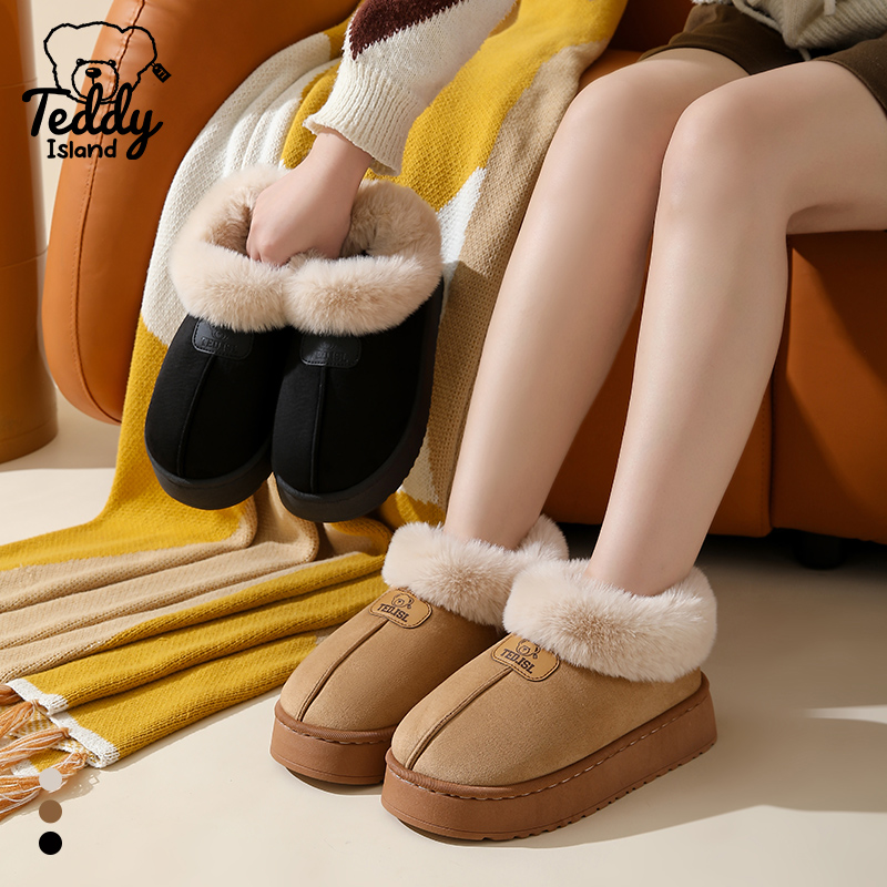 仿兔毛加厚保暖棉拖鞋