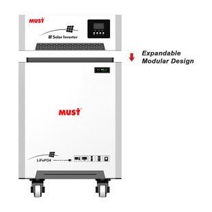 48V 12800WH 叠加式 250AH WIFI和BM 锂电池51.2V 光储一体机6KW