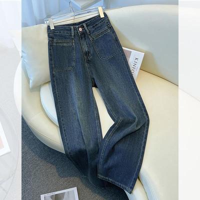 阔腿牛仔裤子女春秋季2025新款爆款今年流行小个子宽松窄版直筒裤