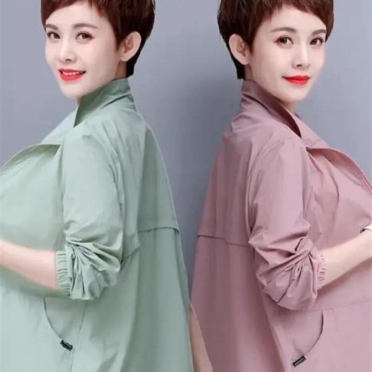 中年妈妈防晒衣女夏季薄款2025新款防紫外线中老年轻薄上衣外套