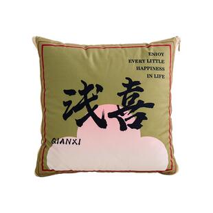 新中式国风抱枕被子二合一两用空调被高级感车用靠垫轻奢客厅靠背