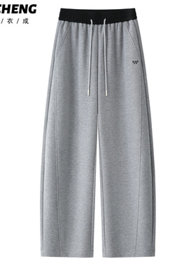 灰色运动哈伦裤女2025新款冬季系绳显瘦宽松小个子垂感阔腿香蕉裤